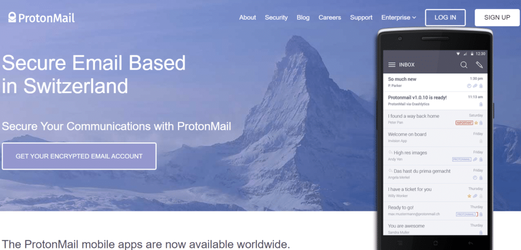 ProtonMail Signup Dashboard