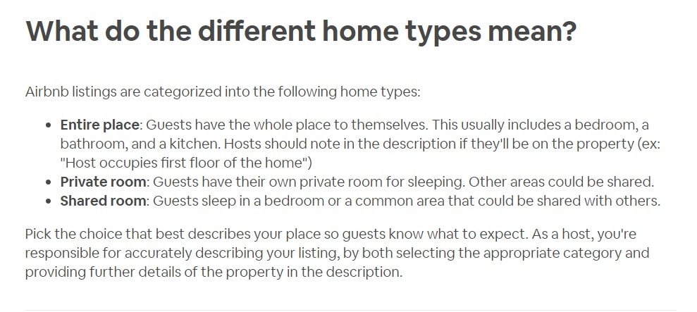 Airbnb Home Types