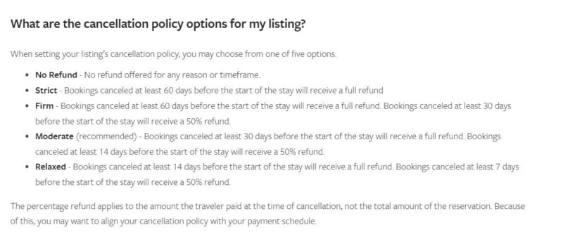 VRBO Cancellation policy