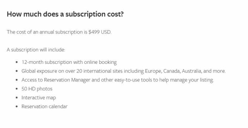 VRBO Subscription Fees