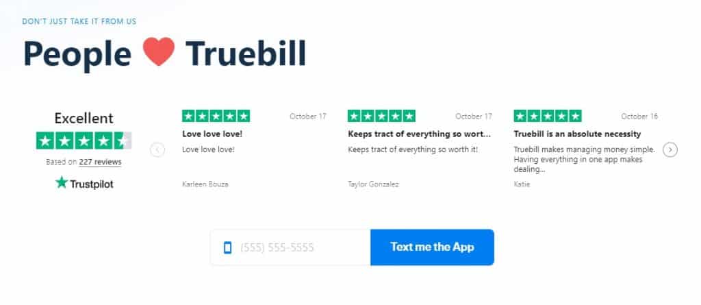 Truebill reviews