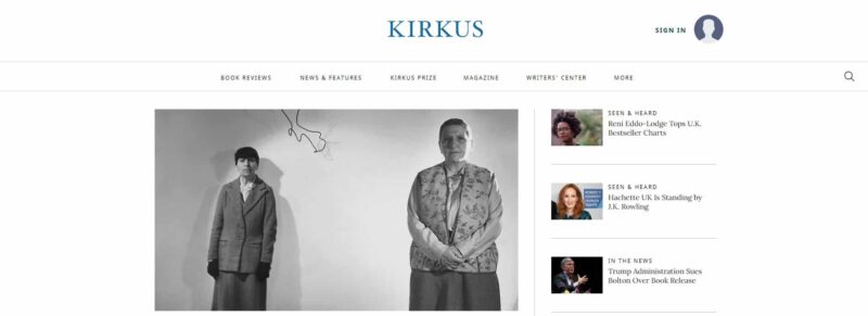 Kirkus Reviews homepage
