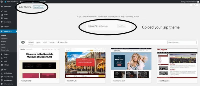 Wordpress Upload a Theme