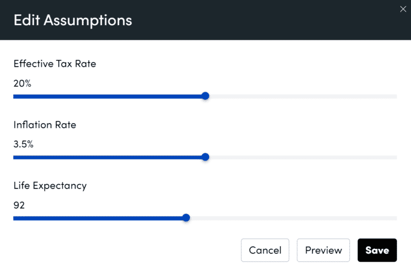 Edit Assumptions Personal Capital