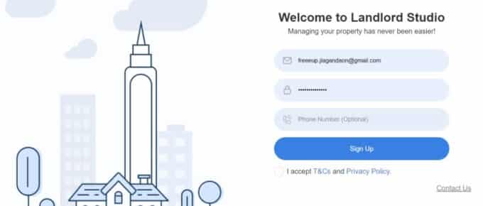 Landlord studio registration