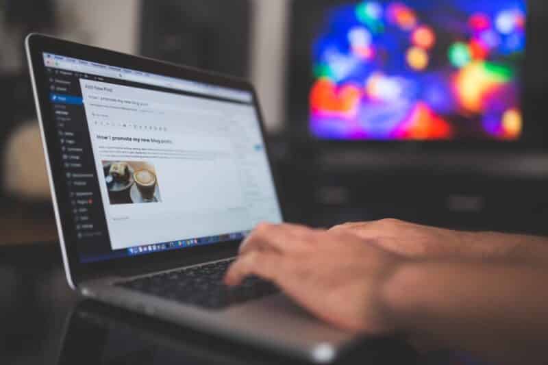 Blogging on a laptop