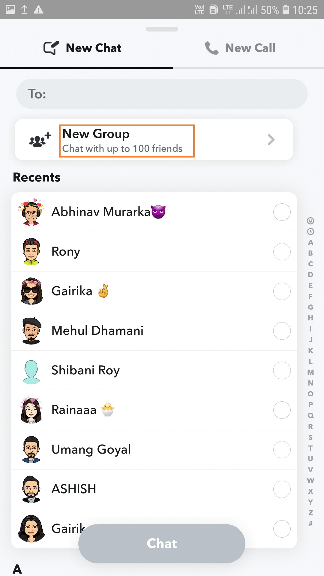 Snapchat new group